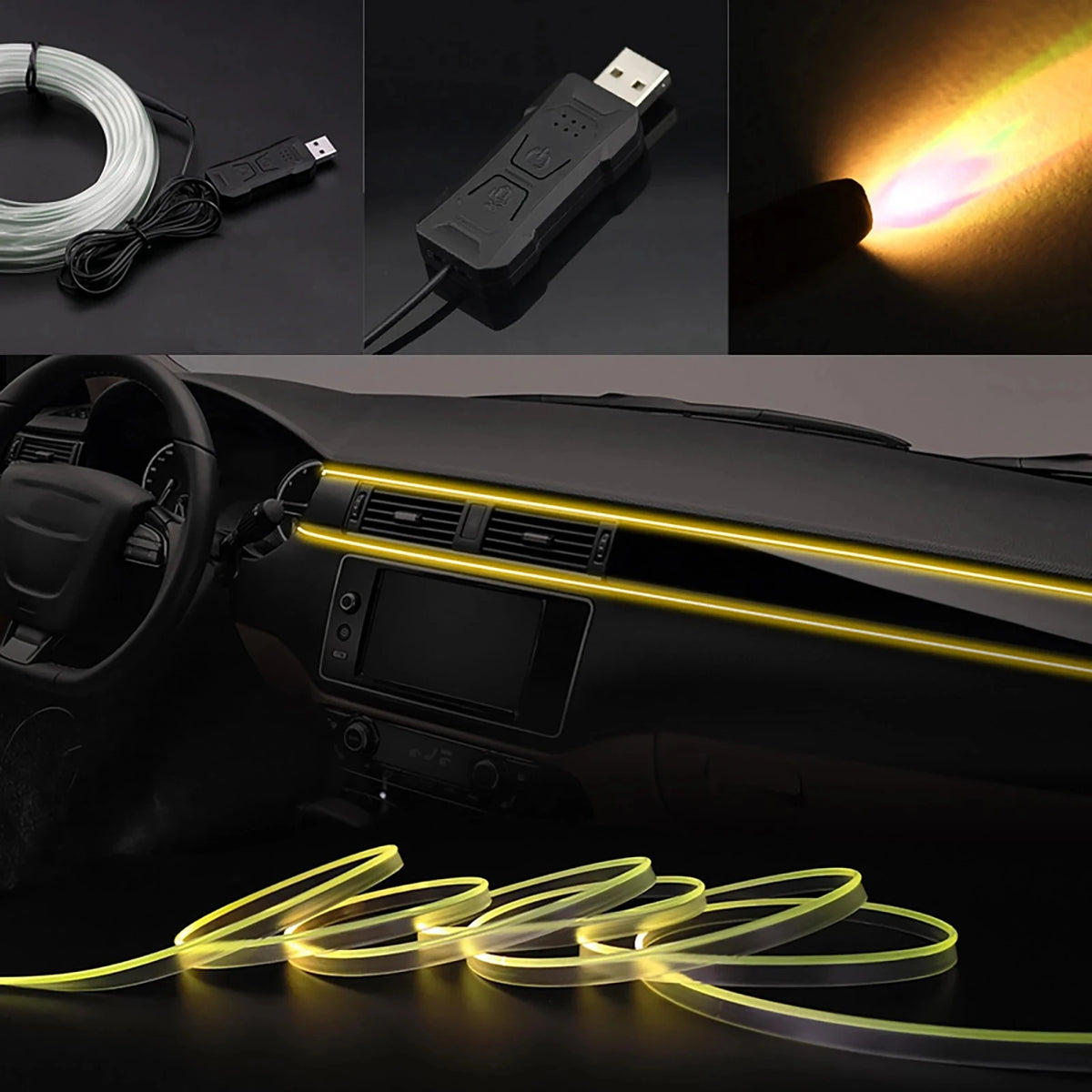 RGB Car Interior Ambient LED Light Strips (APP Control)