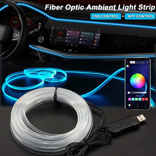 RGB Car Interior Ambient LED Light Strips (APP Control)
